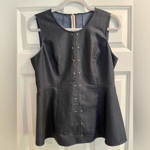 Stylish Faux Denim Sleeveless Top